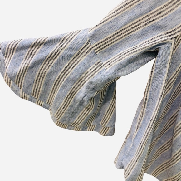 Lucky Brand off the shoulder striped tiered flutter sleeve blouse top Small - Picture 5 of 7